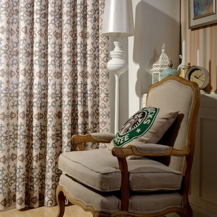 Rideau Occultant En Coton Polyester Impression Magnifique pour Rideaux Americain