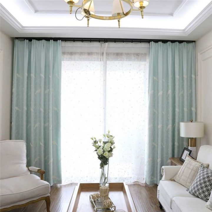 Rideau Occultant En Polyester Brodé Oiseau Solide Pour encequiconcerne Rideau Semi Occultant