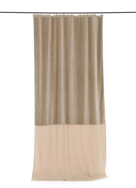 Rideau Occultant En Velours De Coton Et Lin Duo Coloris Beige serapportantà Rideau En Lin Beige