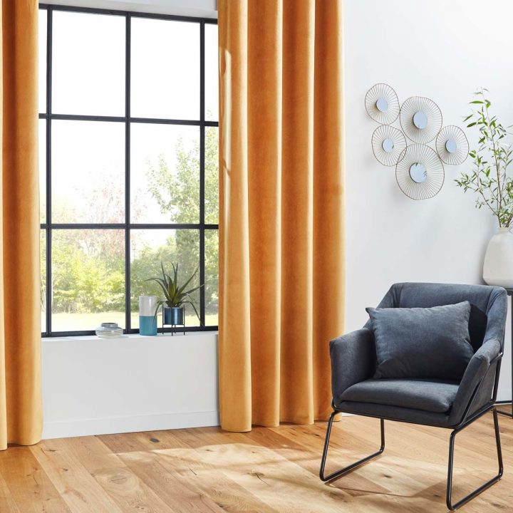 Rideau Occultant En Velours Embossé Jaune Moutarde 140X260 avec Rideau Velours Blanc Rideau Occultant En Velours Embossé Jaune Moutarde 140X260 avec Rideau Velours Blanc