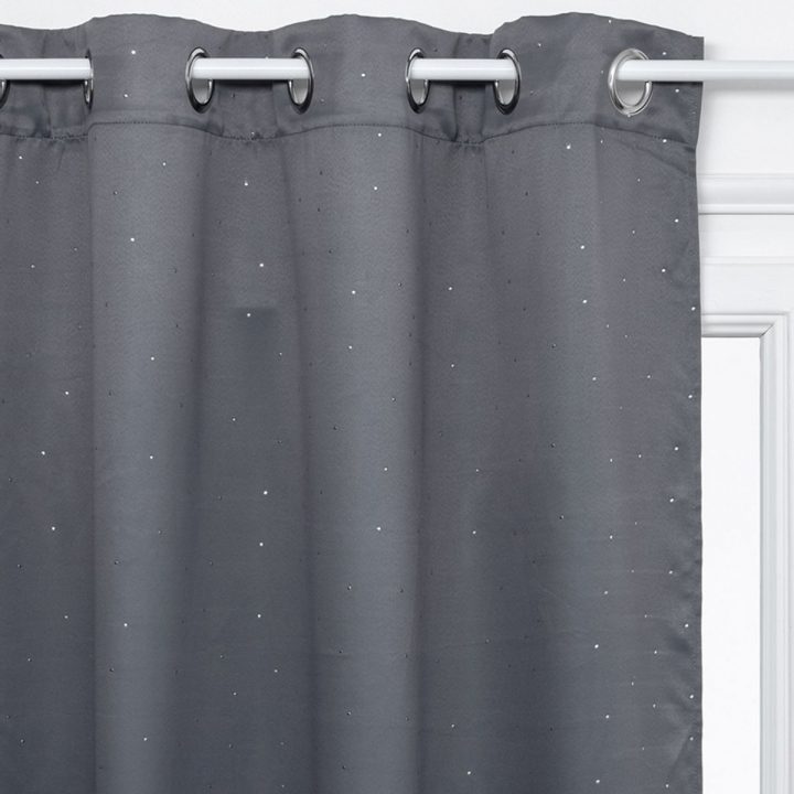 Rideau Occultant Gris À Strass Esqueldad 140X260 Cm | Kalico intérieur Rideau Gris Argenté