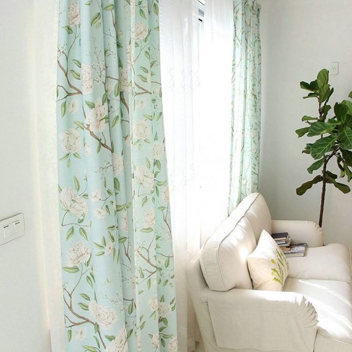 Rideau Occultant Imprimé En Coton Lin Rameaux Florifères serapportantà Rideau Semi Occultant