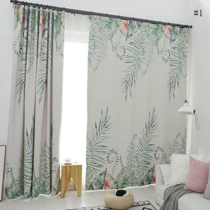 Rideau Occultant Imprimé Feuille Pour Chambre À Coucher destiné Rideau Semi Occultant