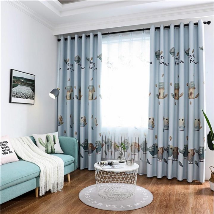 Rideau Occultant Imprimé Oiseau En Polyester Enfant Pour intérieur Rideau Occultant Enfant