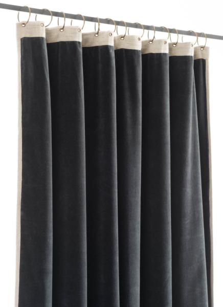 Rideau Occultant Médicis En Velours De Coton Gris avec Rideau Gris Noir