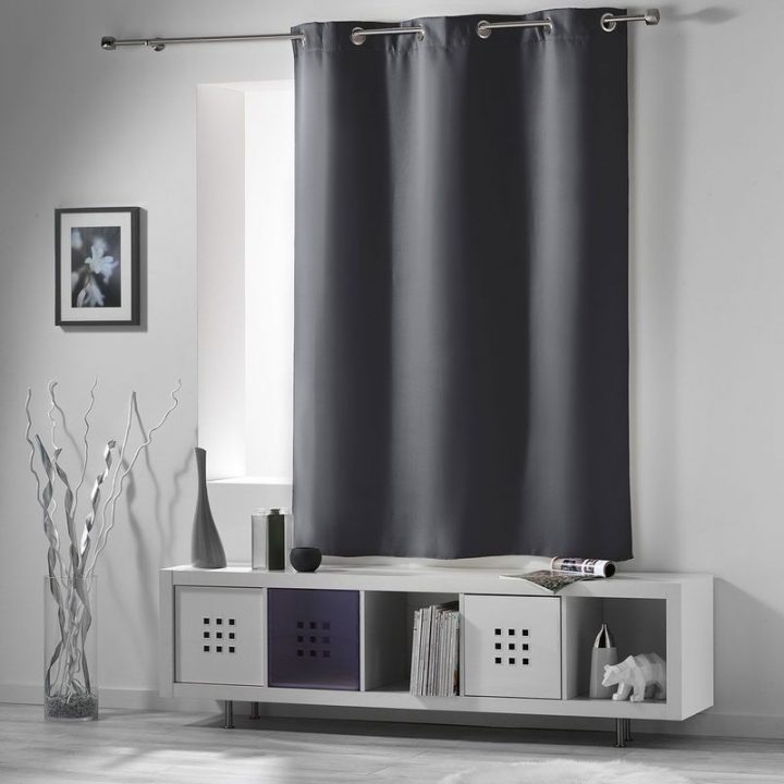 Rideau Occultant 'Radiateur' Petite Hauteur Ardoise 140 X dedans Rideau Petite Hauteur