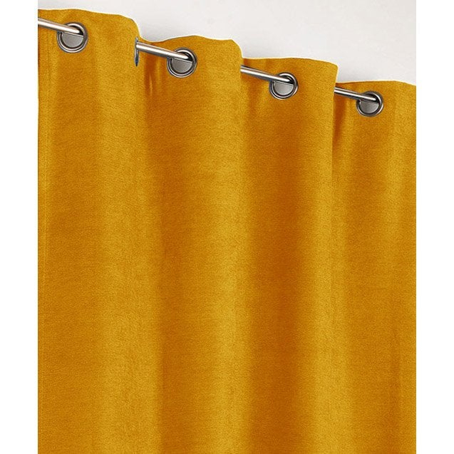 Rideau Occultant Thermique, Alaska Jaune Moutarde L.140 X dedans Rideau Thermique Avis