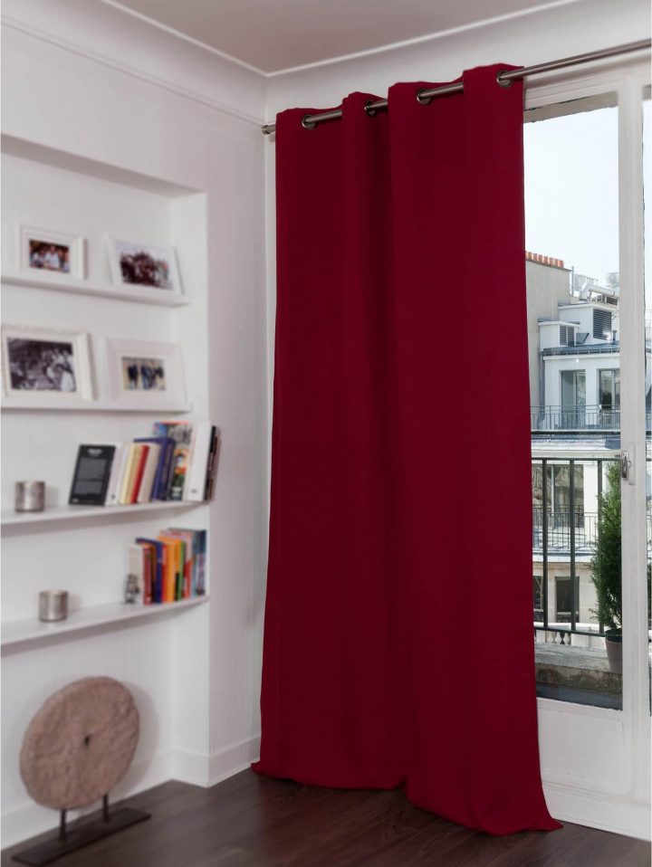 Rideau Occultant, Thermique Et Phonique, Grenat, L.145 X H encequiconcerne Rideau Phonique 7 Couches