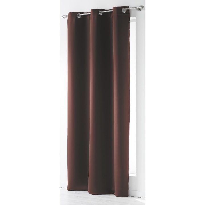 Rideau Occultant Uni Marron Brun À Oeillets – Rideau intérieur Rideau Occultant Gifi