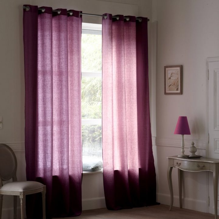 Rideau Oeillets Lin Lavé Stone Washed Propriano Harmony avec Rideau Gaze De Lin