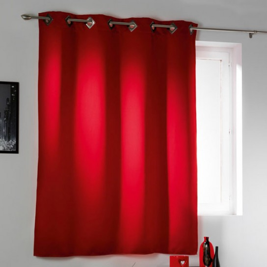 Rideau Œillets Occultant Court Rouge destiné Rideaux Courts