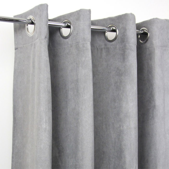 Rideau Œillets Suédine Gris dedans Rideau Gris Foncé