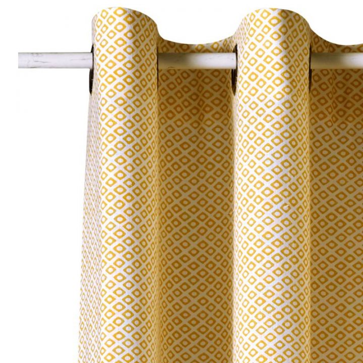 Rideau Palacio Coloris Jaune Moutarde 140 X 240 Cm dedans Rideau Scandinave Bleu