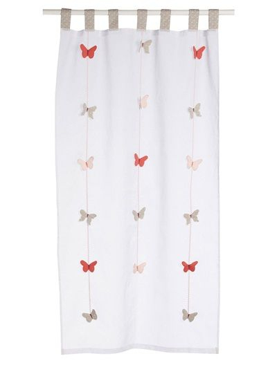 Rideau Papillons Fille Thème Envolée Fond Blanc destiné Rideau Occultant Chambre Fille