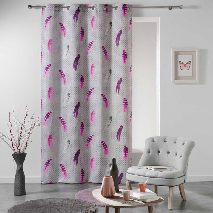 Rideau Plume "Égérie" 140X240Cm Gris avec Rideau Gris Noir