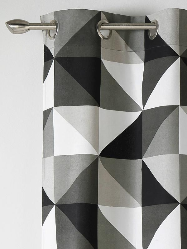 Rideau Prêt-À-Poser À Motif Triangles Noir Et Blanc – Art intérieur Rideaux Geometrique