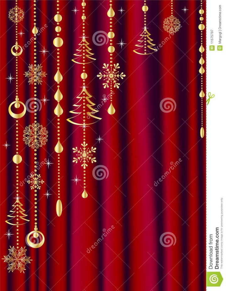 Rideau Rouge Avec La Décoration De Noël. Illustration De destiné Rideau En Organza Lumineux