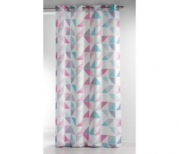 Rideau Scandinave Triangles Rose 140X260 concernant Rideau Flamant Rose