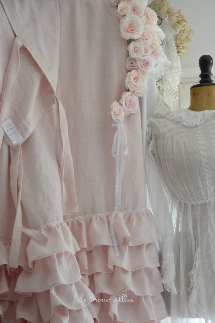 Rideau Shabby Froufrou Rose Poudré | Le Grenier D'Alice intérieur Rideaux Shabby Chic