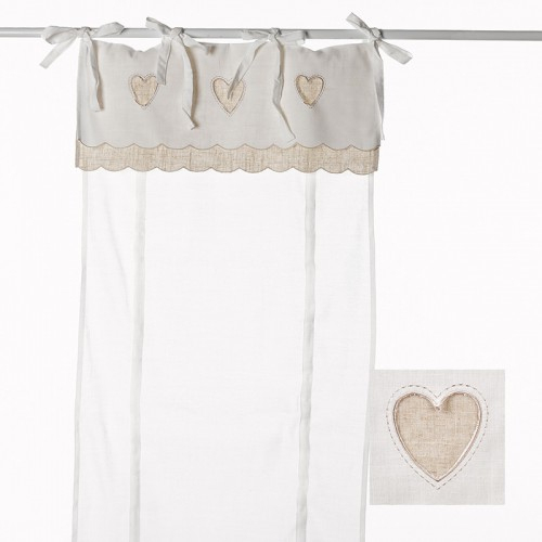 Rideau Store Blanc Et Beige Décor Coeur 45 X 160 Cm intérieur Rideau Hauteur 160