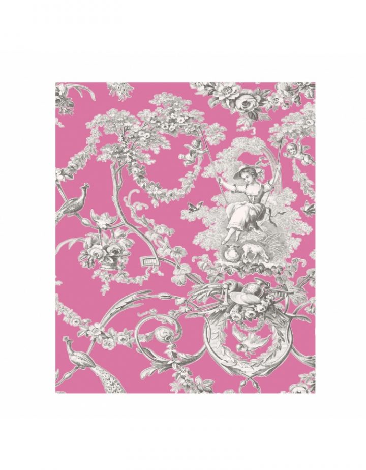 Rideau Sur Mesure Toile De Jouy Hotpink Tissu Ludivine avec Rideau De Douche Toile De Jouy