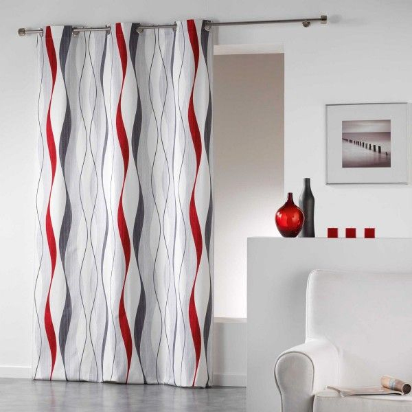 Rideau Tamisant (140 X 240 Cm) Ondulys Rouge – Rideau tout Rideau Occultant Babou
