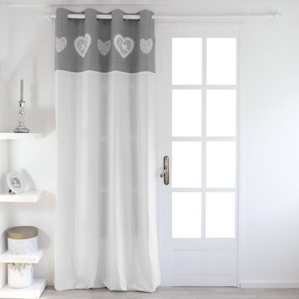 Rideau Tamisant (140 X H240 Cm) Etamine Dentelle Gris concernant Rideaux Occultants Gris