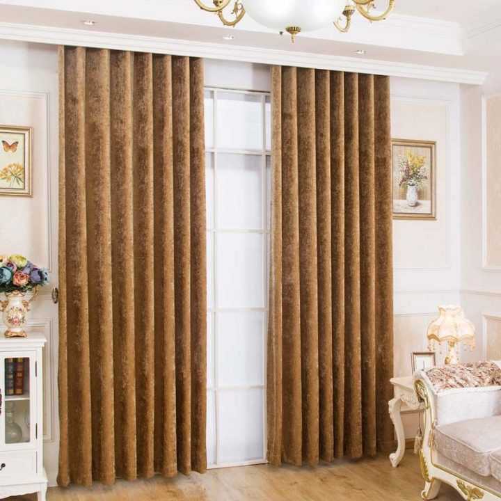 Rideau Tamisant En Chenille Café Pour Chambre À Coucher tout Rideaux Americain