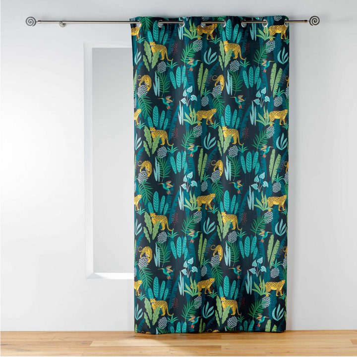 Rideau Tamisant Imprimé Jungle (Bleu) – Homemaison : Vente tout Rideaux Jungle Rideau Tamisant Imprimé Jungle (Bleu) – Homemaison : Vente tout Rideaux Jungle