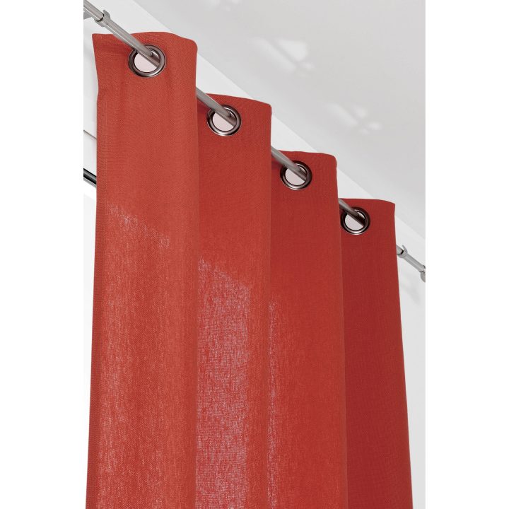 Rideau Tamisant, Lin, Linda Rouille L.135 X H.260 Cm serapportantà Rideau Lin Leroy Merlin