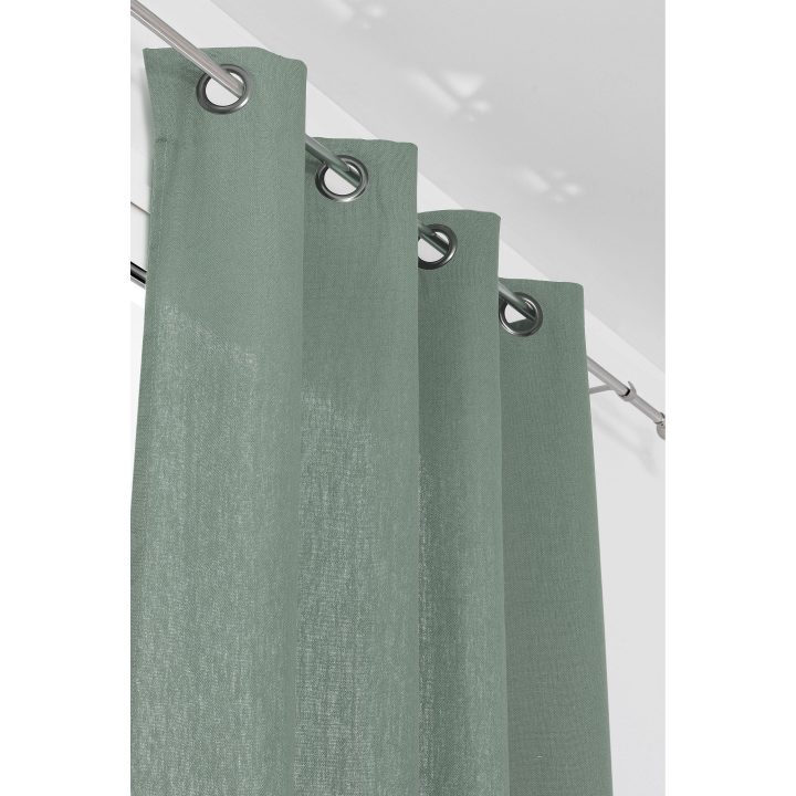 Rideau Tamisant, Lin, Linda Vert D'Eau L.135 X H.260 Cm destiné Rideau Lin Leroy Merlin