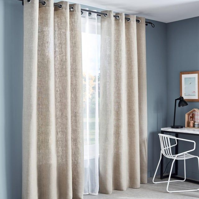 Rideau Tamisant, Lin, Solenzara Naturel L.140 X H.280 Cm encequiconcerne Rideau Lin Leroy Merlin