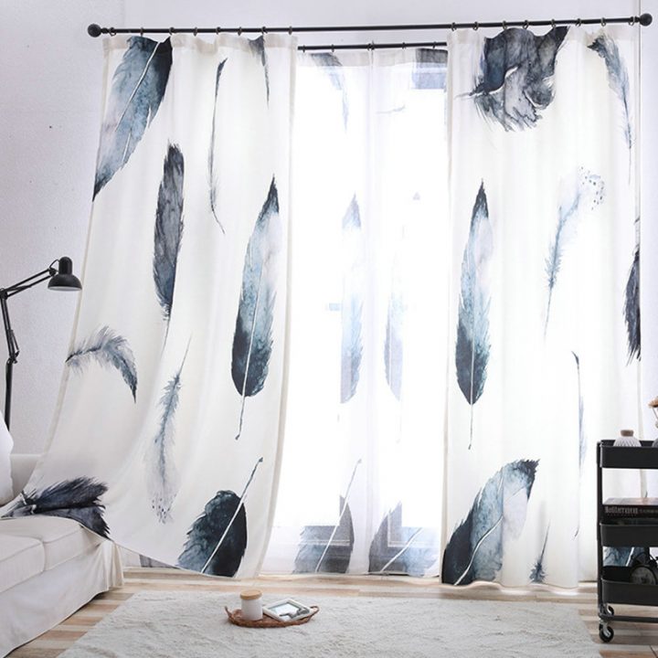Rideau Tamisant Plume 5D Impression destiné Rideau Plume