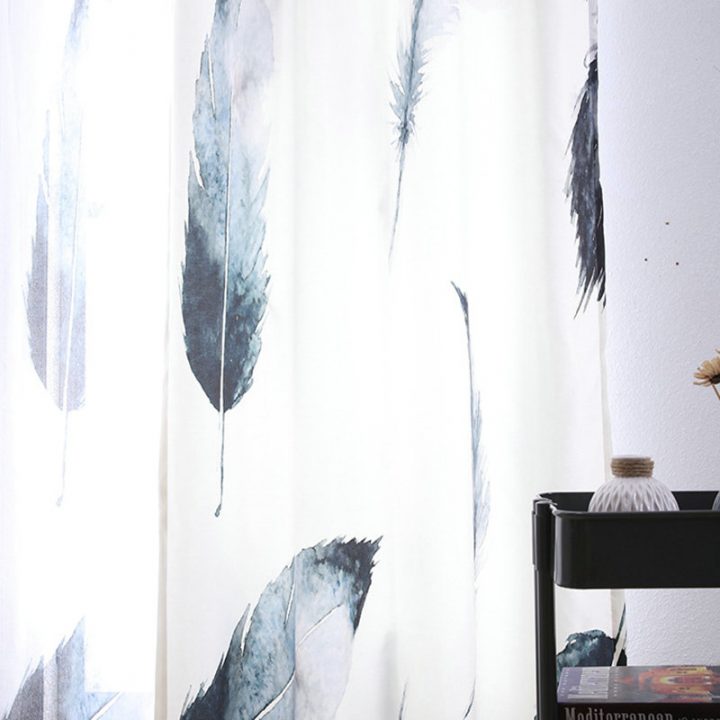 Rideau Tamisant Plume 5D Impression encequiconcerne Rideau Plume