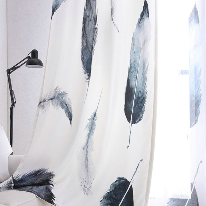 Rideau Tamisant Plume 5D Impression tout Rideau Plume