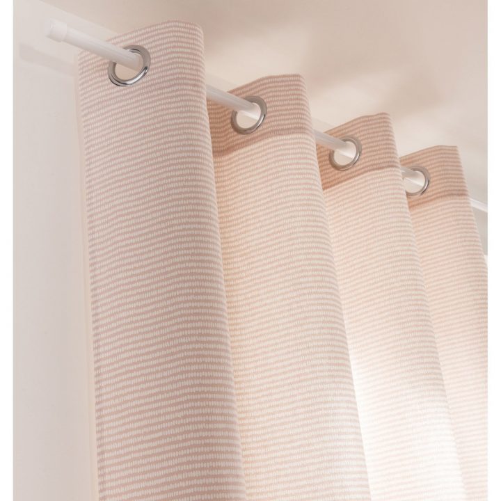 Rideau Tamisant, Puntos, Rose Pastel, L.140 X H.250 Cm à Rideau Pastel