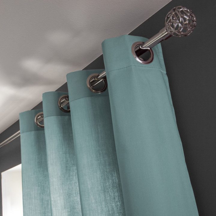 Rideau Tamisant, Roma, Bleu Turquoise N°4, L.140 X H.240 destiné Rideaux Occultants Turquoise