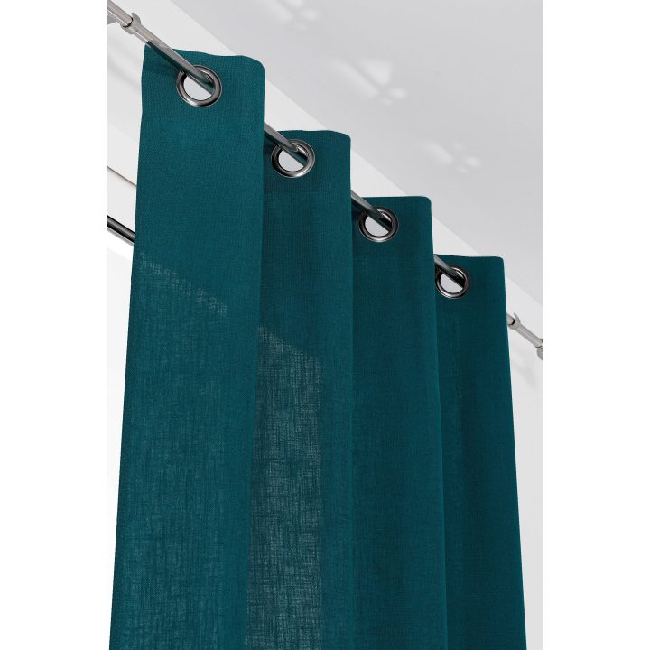 Rideau Tamisant, Toile, Bleu Canard, L.135 X H.260 Cm tout Rideaux Occultants Bleu Canard