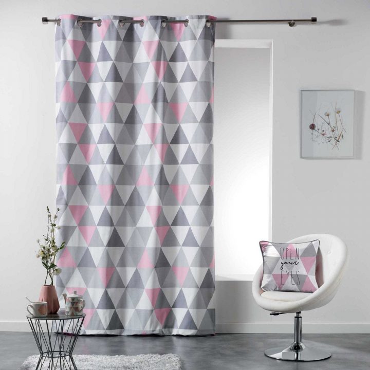 Rideau Tamisant, Triangle, Rose, L.140 X H.260 Cm | Leroy dedans Rideau Triangle Rideau Tamisant, Triangle, Rose, L.140 X H.260 Cm | Leroy dedans Rideau Triangle