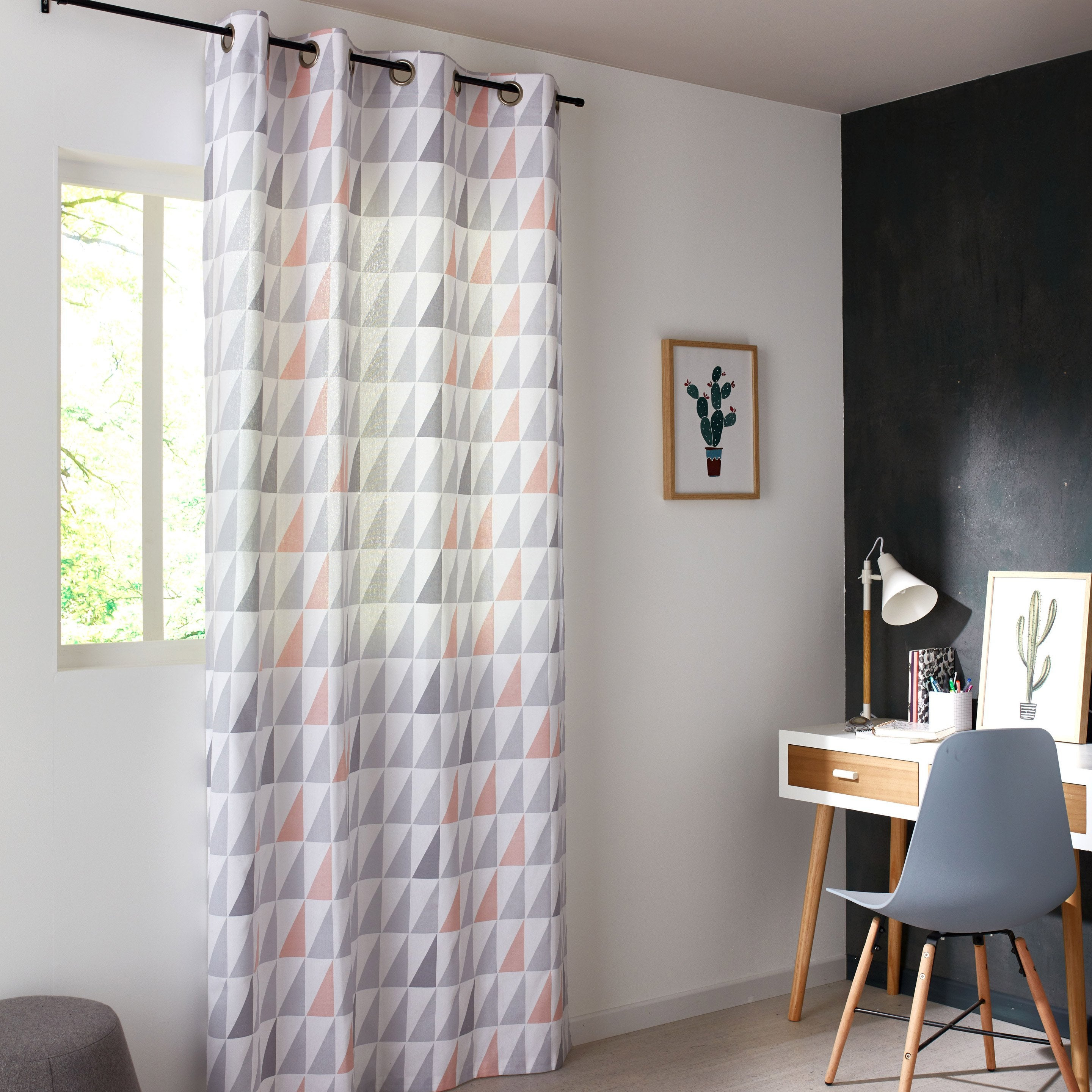 Rideau Tamisant, Trimo, Rose / Gris, L.140 X H.260 Cm dedans Rideau Rose Fushia Et Gris