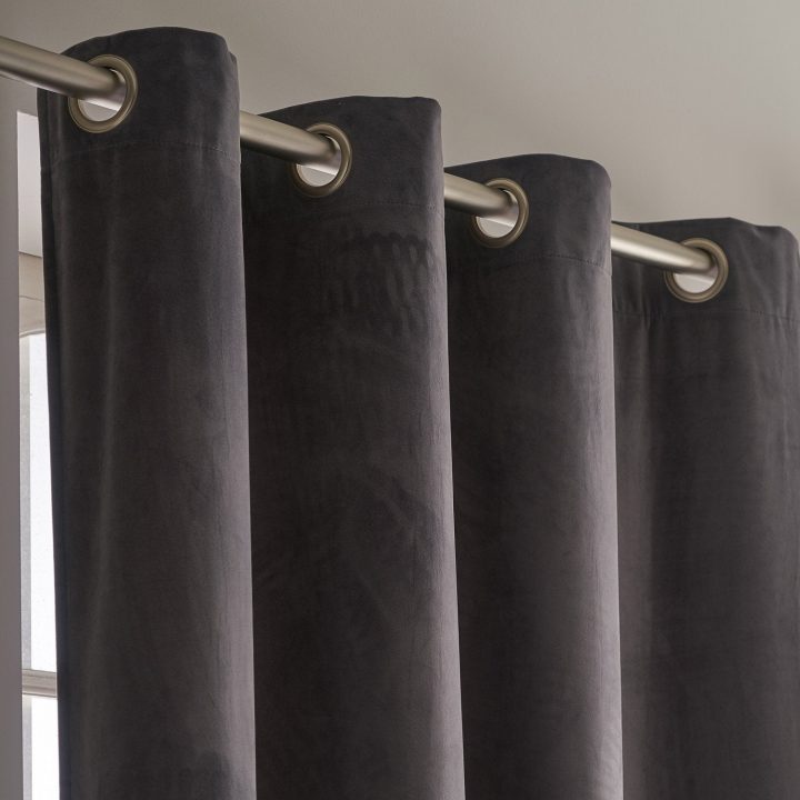 Rideau Tamisant, Velvet, Gris, L.140 X H.260 Cm | Leroy Merlin dedans Rideau Gris Foncé