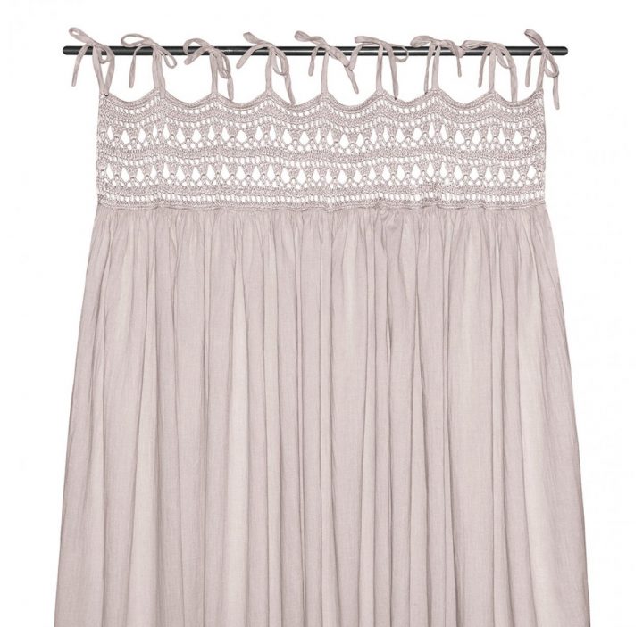 Rideau Tara Crochet Et Coton Bio – Rose Poudré Numéro 74 dedans Rideau Rose Poudré