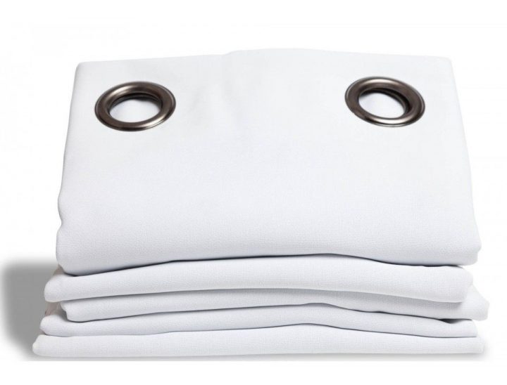 Rideau Thermique Et Occultant Aspect Piqué Coton Blanc avec Rideaux Coton Blanc Oeillets