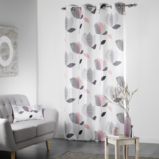 Rideau Tissus Imprimé Rose Et Gris tout Rideaux Occultants Gris