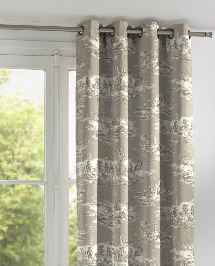 Rideau Toile De Jouy Thevenon Histoire D'Eau Coloris Sépia dedans Rideaux Haut De Gamme