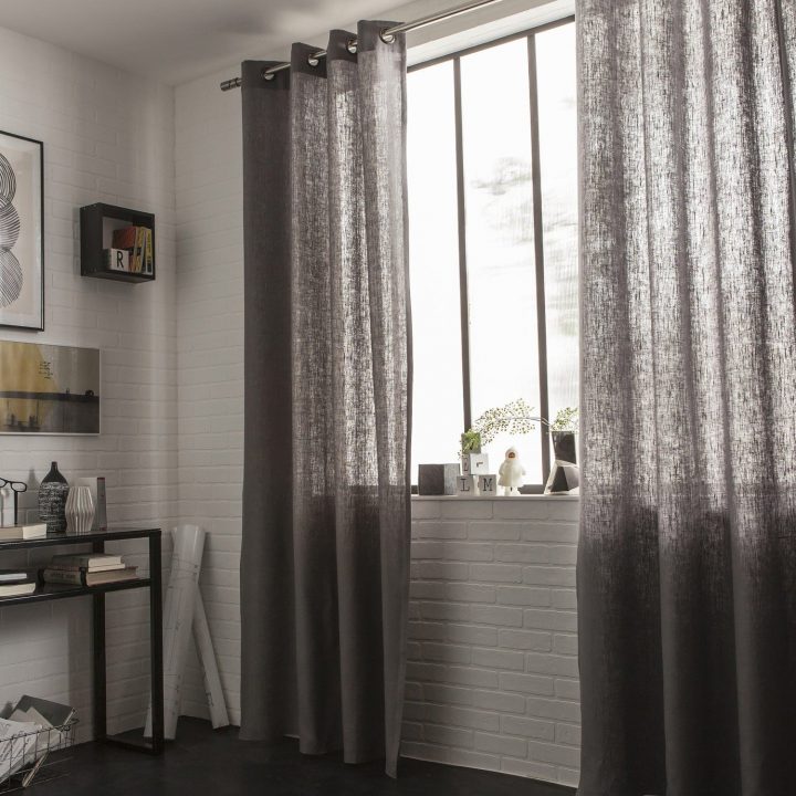 Rideau Toile Lin, Anthracite, 135 X 250 Cm | Leroy Merlin encequiconcerne Rideau Gris Anthracite