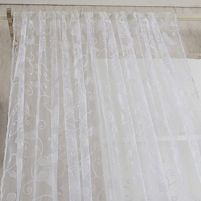 Rideau Transparent Motifs Papillon 100 * 200Cm – Blanc avec Rideau Transparent Blanc