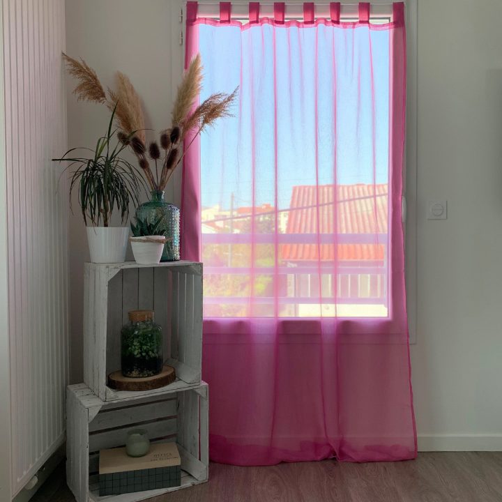 Rideau Uni À Passants (Fushia), (Gris), (Parme à Rideau Fushia