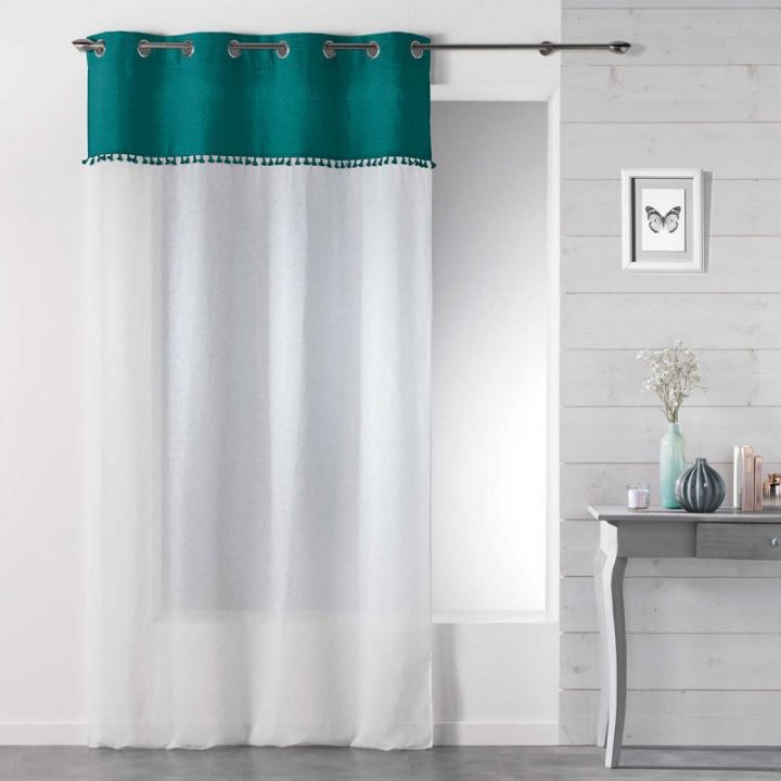 Rideau Voilage À Œillets "Alixia" 140X240Cm Bleu Canard dedans Rideaux Occultants Bleu Canard