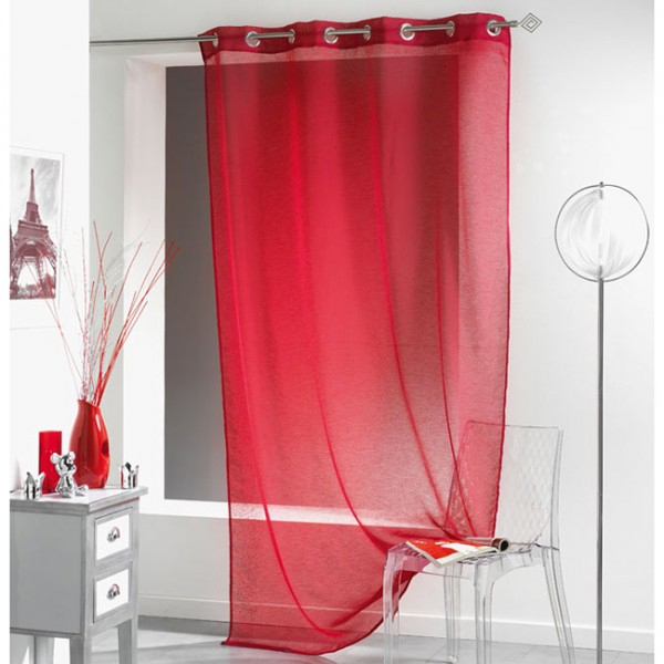 Rideau Voilage À Oeillets Rouge – Voilage – Rideau Et pour Rideaux Voilage Gifi